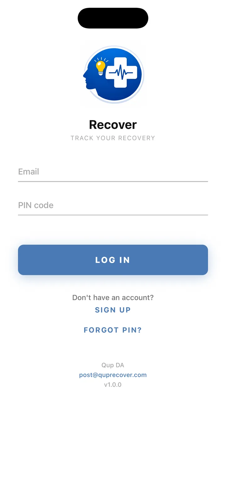 Qup Recover sign-in screen